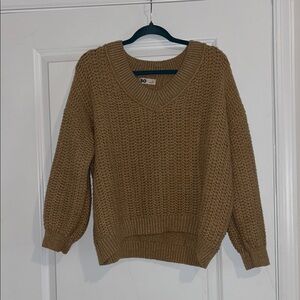 Women's V-Neck Tan Sweater